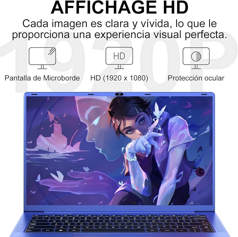 Portátil de 14 polegadas Celeron N5095 até 2,9 GHz Portáteis 8GB RAM 256GB SSD TF 1TB Win11 LPDDR4 1920*1080 FHD 5G WiFi USB 3.0 Filme protetor de portátil Espanhol - Metal Roxo Corpo-1 — foto 6 de 8