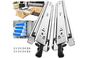 AOLISHENG 1 Pair Heavy Duty Drawer Slides with Lock 12 14 16 18 20 22 24 26 28 30 32 34 36 38 40 Inch 100 lb Load Capacity Side Mount Full Extension Ball Bearing Cabinet Locking Rail Tool Box Runner