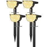 GKGG Solar Lights Outdoor Waterproof IP65, Solar Powered 76 LED 3 Lighting Modes Solar Spot Lights Outdoor for Yard Garden Landscape Pathway (Warm White, 4 Pack)