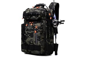 Mondogreet Fishing Tackle Backpack Storage Bag with Rod Holder,Large Storage Space, Easy Access to Fishing tools, Fits 3600 3700 Tackle Tray,Suitable for Fly Fishing Outdoor Travel Camping.