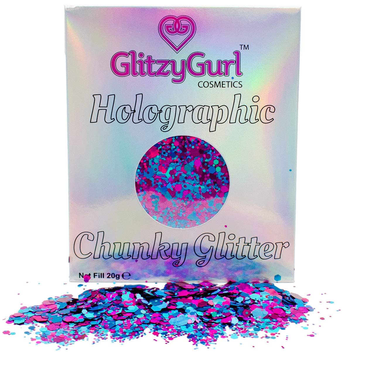 20g Holographic Chunky Glitter GlitzyGurl Festival Glitter Cosmetic Face Body Hair Nails