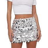 TRURENDI Women Sequin Mini Skirt Sparkly Low Waist Bodycon Short Skirt Summer Glitter Beach Club Party Streetwear