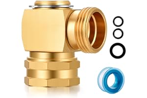 YELUN Garden Hose Swivel elbow Connector 90 Degree Solid Brass Pipe Fittings Hose Kink Protector (1 Pack)