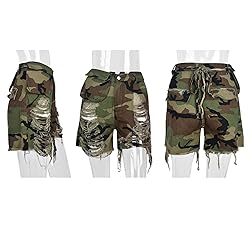 Lucuna Camo Shorts Women Summer High Waisted Ripped