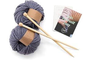 LUCKIES OF LONDON LTD Calm Club | Knitting Kit & Guide | Crochet A Chunky Knit Blanket | Craft Kits For Adults | Crochet Kit For Beginners | Includes Chunky Yarn, Knitting Needles, & Starter Guide | Knitting Set Gifts