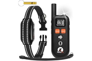 PaiPaitek No Shock Dog Training Collar with Remote 3300ft Range, Humane Vibrating Dog Collar, 3 Modes Ultrasonic, Beep, Vibration for Small Medium Large Dogs - Security Lock & No Prongs
