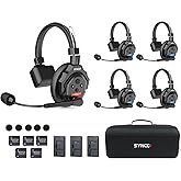 SYNCO XTALK X5 Wireless Intercom Headset System, 2.4GHz Full Duplex Group Talk Coms with 24H 350M/1148FT Real-time Monitoring