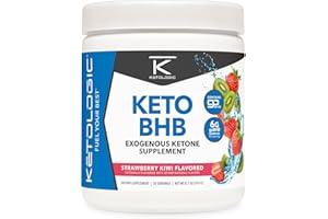 Ketologic Keto BHB (Strawberry Kiwi Flavor) 30 Servings - Exogenous Ketone Supplement with goBHB, Beta-Hydroxybutyrate Salts