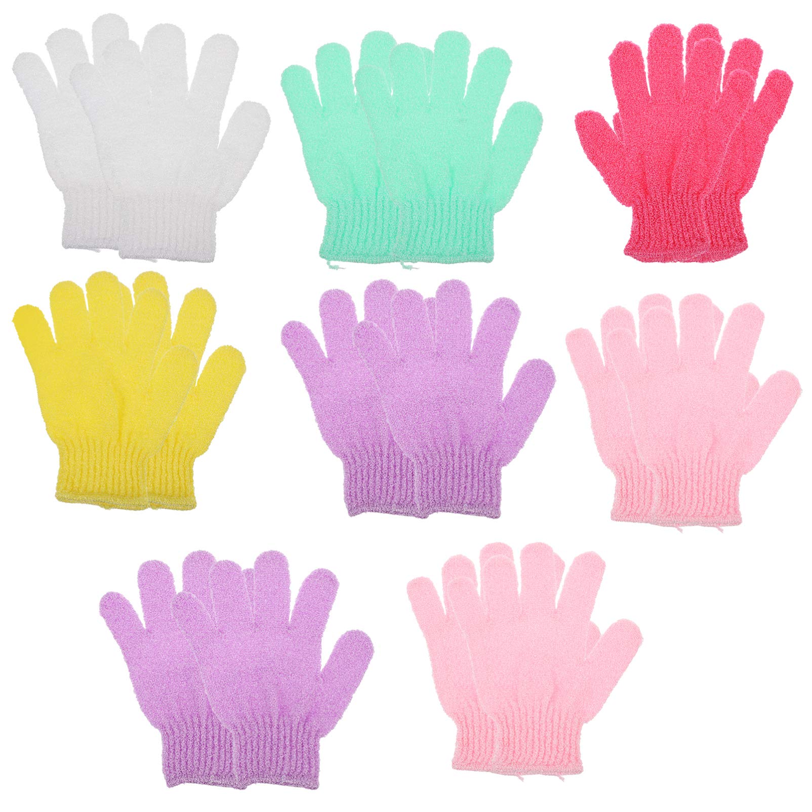 FRCOLOR Exfoliating Bath Gloves for Women,Double Sided Exfoliating Gloves Body Scrubber Wash Mitt Bath Gloves Scrubber,8pair (Random Color)