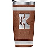 Onebttl Personalized Football Gifts for Teen Boys, Men, Coaches, 20oz Stainless Steel Tumbler with Laser Etched Initials for Football Players, Lovers - K