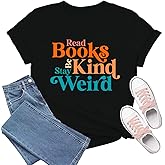 TIEEI Book Shirts for Women Book Lover T-Shirt Reading Tee Teacher Tops