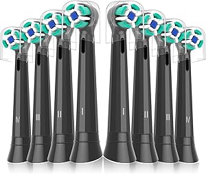 8er IO Sanfte Reinigung Aufsteckbürsten Kompatibel mit Oral B iO Elektrischen Zahnbürstea, Sensitiv IO Zahnbürste Aufsätze Geeignet für Oral B iO 2/3/4/5/6/7/8/9/10(Schwarz)
