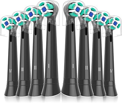 8er IO Sanfte Reinigung Aufsteckbürsten Kompatibel mit Oral B iO Elektrischen Zahnbürstea, Sensitiv IO Zahnbürste Aufsätze Geeignet für Oral B iO 2/3/4/5/6/7/8/9/10(Schwarz)