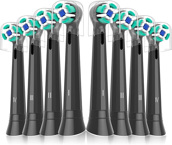 8er IO Sanfte Reinigung Aufsteckbürsten Kompatibel mit Oral B iO Elektrischen Zahnbürstea, Sensitiv IO Zahnbürste Aufsätze Geeignet für Oral B iO 2/3/4/5/6/7/8/9/10(Schwarz)