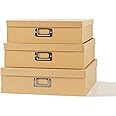 Soul & Lane Decorative Storage Boxes with Lids, Paper Storage Box Set for Keepsakes and Photos, Decorative Boxes for Home Decor, Stationery, Office Organizers, Just the Basics