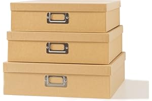 Soul & Lane Decorative Storage Boxes with Lids, Paper Storage Box Set for Keepsakes and Photos, Decorative Boxes for Home Decor, Stationery, Office Organizers, Just the Basics