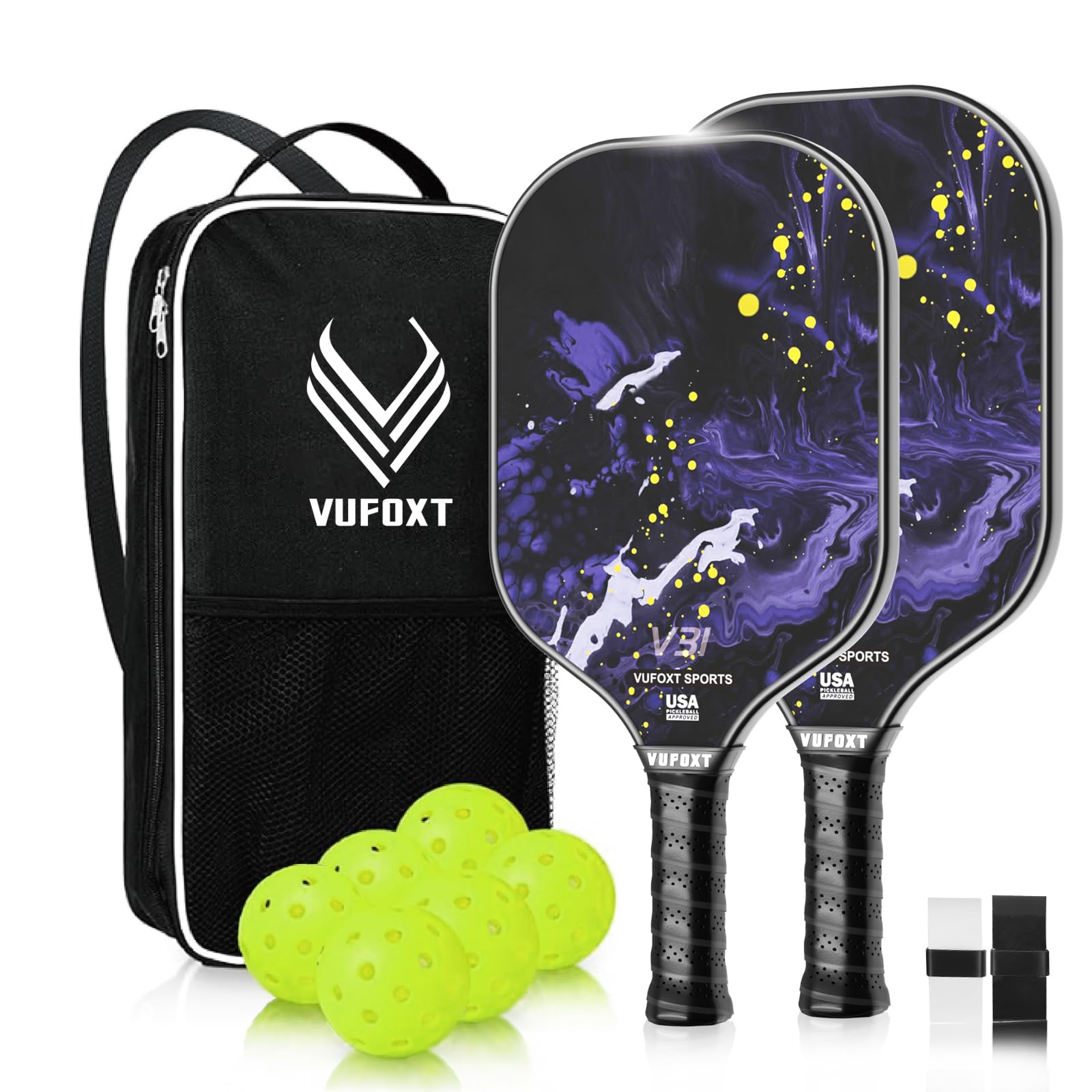 Pickleball Paddles Set of 2, USAPA Approved 99.99% Carbon Fiber Surface Pickleball Sets PP Honeycomb Core Pickleball Rackets for Beginners, Lightweight Paddles for Men Women Image Pickleball Paddles Set of 2, USAPA Approved 99.99% Carbon Fiber Surface Pickleball Sets PP Honeycomb Core Pickleball Rackets for Beginners, Lightweight Paddles for Men Women Image