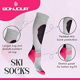 Bonjour 4 Pairs Ladies Ski Socks High Performance Long Thermal UK 4-7 view 3