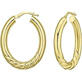 Floreo 14k Yellow Gold 4mm Round or Oval Twisted Hoop Earrings