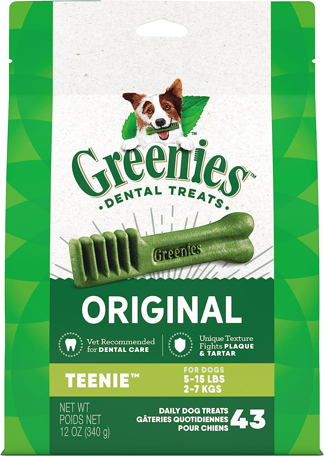 (2 Pack) Greenies Original Teenie Size 43 count 12 oz Dental Chew Treat for Dogs