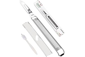Ourokhome Stainless Steel Cheese Grater Citrus Zester for Parmesan Cheese, Chocolate, Fruits, Coconuts, Ginger, Lemon with Cleaning Brush for Kitchen (White)