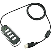WirelessFinest RJ9 to USB Headset Adapter with Volume Mute for Plantronics | RJ9-to-USB Headset Adapter With Inline Volume And Mute Controls For Select Plantronics, Jabra and Sennheiser DECT Headsets