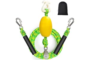 ASVAEVAS Self Centering Boat Tow Harness for Tubing, Boat Tow Rope Harness with Pulley and Large Hooks for Towing 1-4 Riders Towable Tubes, Pulling Water Skiing, Wakeboarding