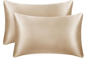 EXQ Home Satin Pillowcase for Hair and Skin,Camel Pillow Cases King Size Pillow Case Set of 2 Satin Pillow Covers with Envelope Closure Camel