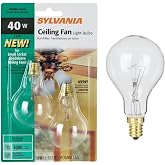 LEDVANCE Fan Bulb 40w Size 2ct Syl Celing Fan Bulb 40w 2ct | Candelabra Light Bulbs 40 Watt, Dimmable Small Base 40W Bulbs, 120V Clear Warm White