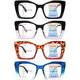 COJWIS Multifocus Progressive Reading Glasses for Women - Bifocal Computer/Book Readers Blue Light Blocking With Spring Hinge