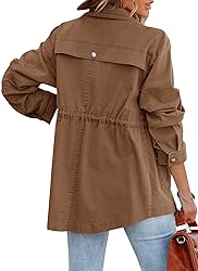 Ebifin Women's Military Anorak Jacket Zip Up Snap