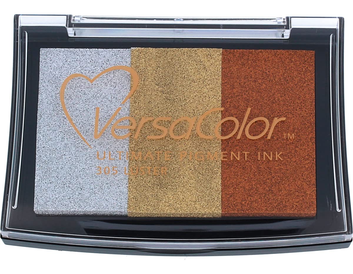 Tsukineko Versacolor Luster 3-Colour Ink Pad, Silver, Multiple Colours