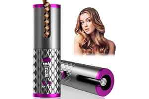 LALUZTOP Automatic Curling Iron, Cordless Auto Hair Curler, Ceramic Rotating Hair Curler with 6 Temps & Timers, Portable Rechargeable Curling Wand, Auto Shut-Off, Fast Heating Iron for Styling Wadn