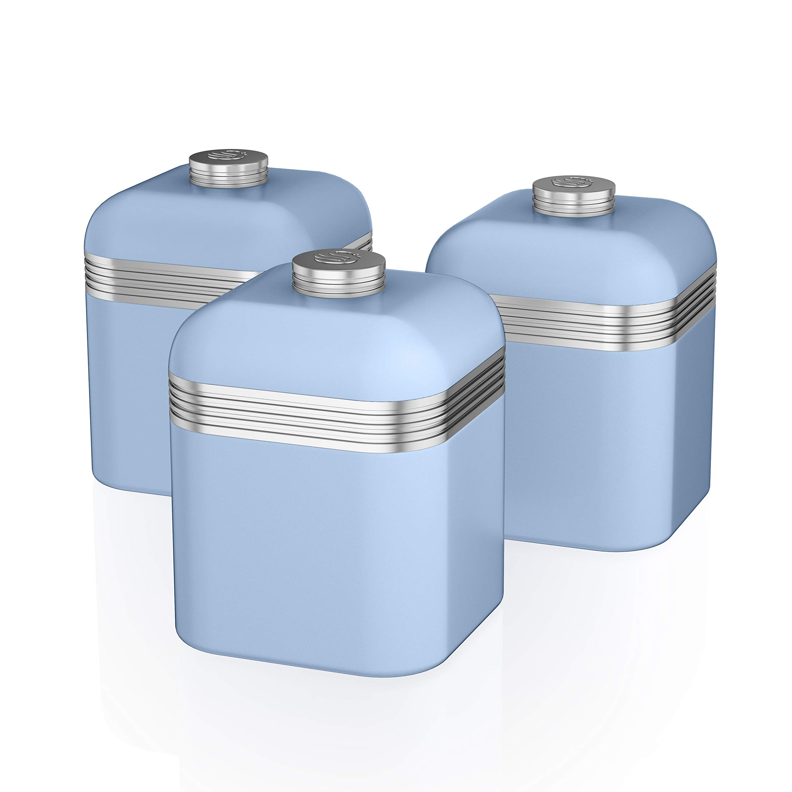 Swan Retro Set of 3 Canisters (Blue)