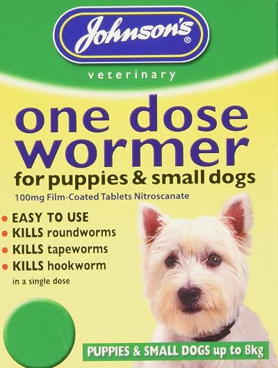 Johnsons Vet Easy One Dose Wormer Size 1 for Small Dogs and Puppies up to 6kg