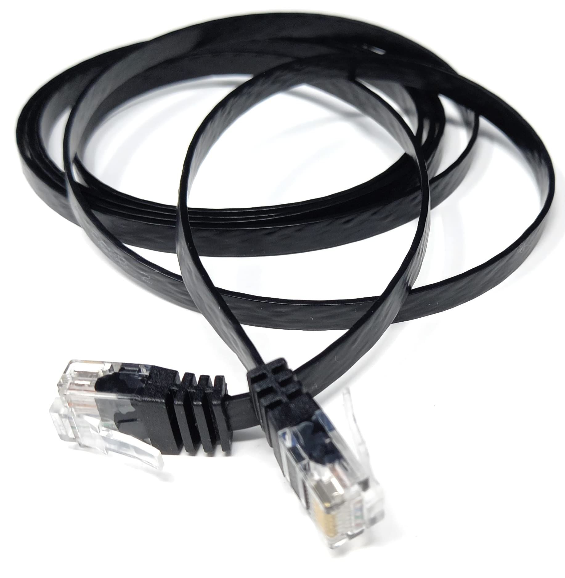 DRUT 1.5m FLAT CAT6 RJ45 Ethernet LAN Patch Cable, Low Profile GIGABIT Full Copper 32AWG, Lead Allows Up to 1000Mbps Speed 5ft Black