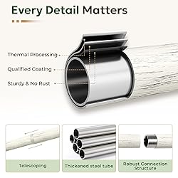 Zeerobee Wood Curtain Rods for Windows 66 to 120, 1