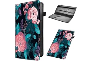 Mxfdegf Car Registration and Insurance Holder, Leather Car Glove Box Organizer, Cool Car Accessories for ID, Driver's License Cards & Essential Document,business cards,Men&Women,Pink Flowers