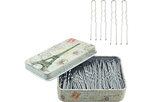 MAORULU 200pcs U Shaped Hair Pins Silver with Cute Case, Hairpins for Buns, Premium Bobby Pins for Kids, Girls and Women, Great for All Hair Types(2.4 & 2 Inch) (Silver)
