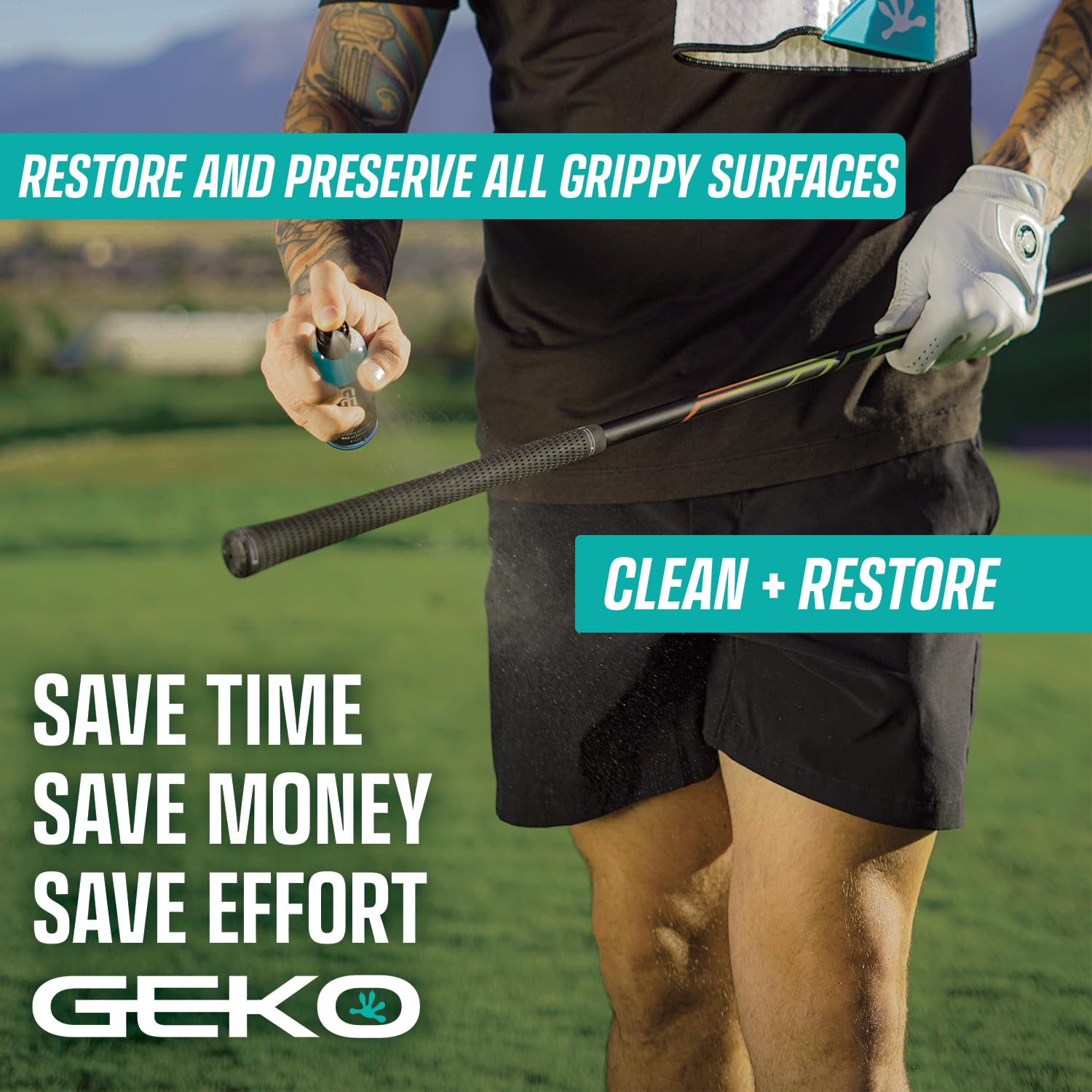 Geko 2-in-1 Grip Restore & Cleaner – #1 Basketball, Golf, Football, Volleyball, and Baseball Grip Spray – Restores Shoe, Grip & Glove Traction, Removes Dirt & Oil, Restores Control & Consistency