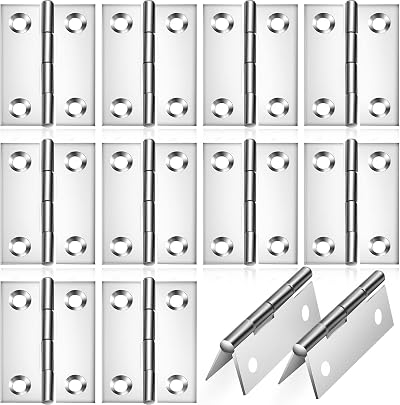 Eruinfang 12 Pieces Stainless Steel 44x32x1mm Folding Butt Hinges 2''