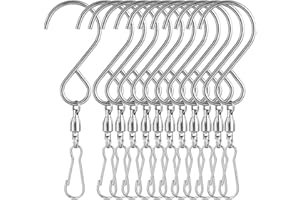 AMZSEVEN 12 Pack Swivel Hooks Clips for Hanging Wind Spinners, Wind Chimes, Bird Feeder, Crystal Twisters Party Supplies （Silver）