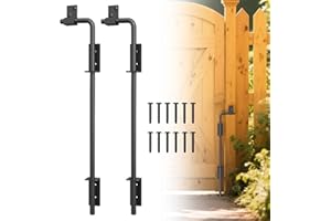 URDOGSL 36" Heavy Duty Cane Bolts for Gates with Upgraded Square Hardware Gate Drop Rod with Black Finish for Wood PVC Vinyl Fences Gates, Double Doors-2 Pack