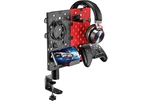 PUTORSEN Headphone and Controller Holder for Desk, Rotatable DIY Modular Headphones Holder & Controller Stand with Cable Hooks, Clamped above/under Desk for Xbox PS5 PS4 Nintendo Switch Controller