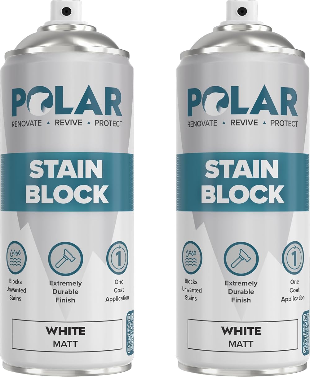 Polar Stain Block Spray 2 x 400ml White Primer Block Stains Interiors
