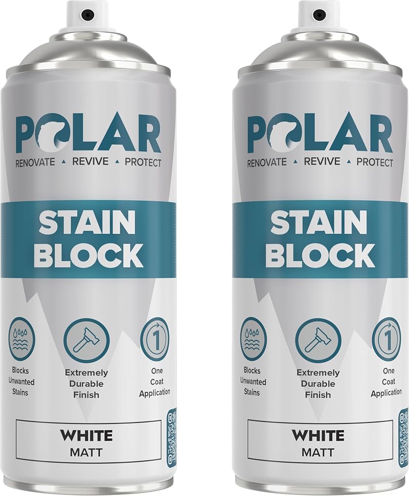 Polar Stain Block Spray 2 x 400ml White Primer Block Stains Interiors