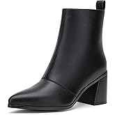 Jeossy Women's Chunky Heeled Ankle Boots, Pointed Toe Stacked Block Heel Booties