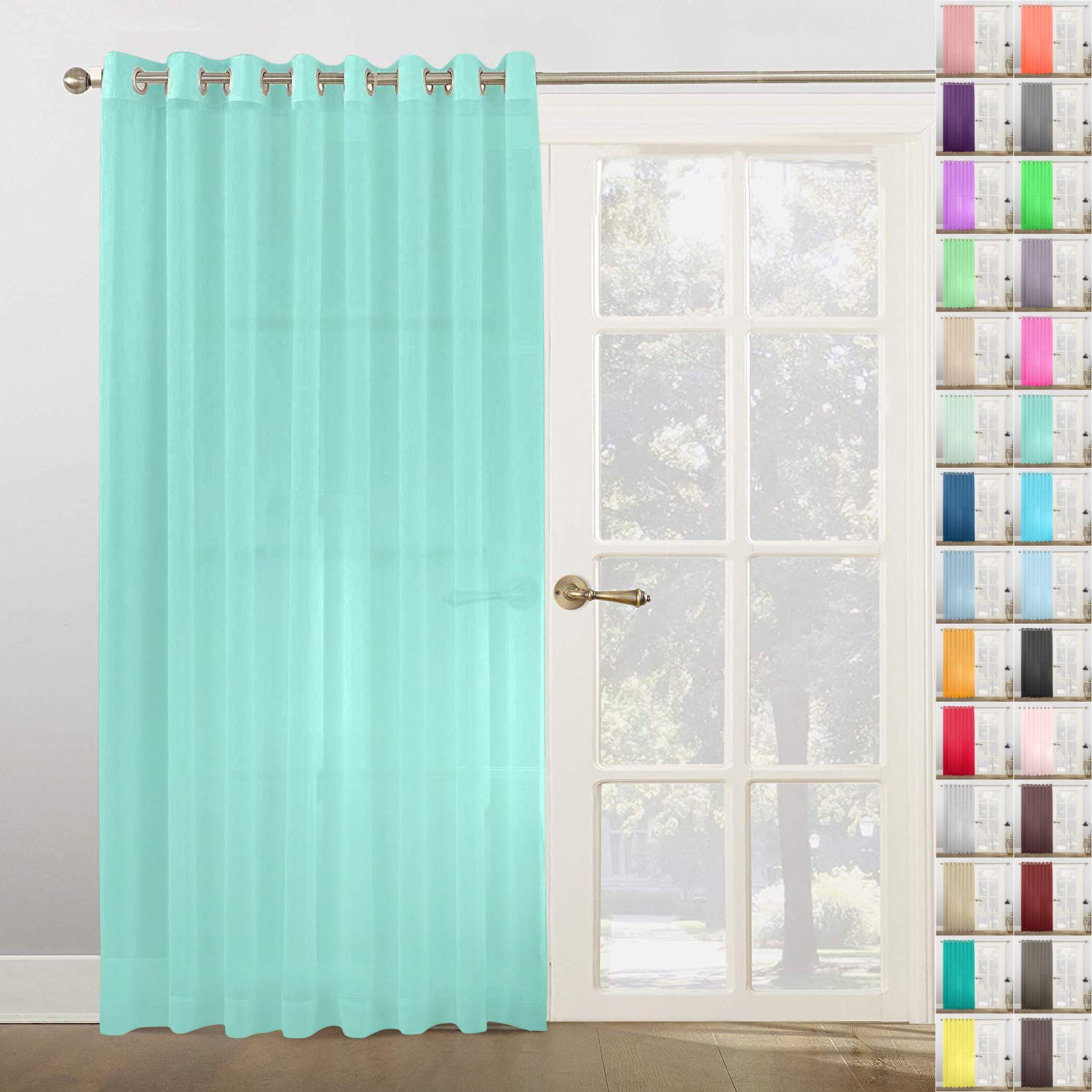 Megachest Woven Voile super wide metallic ring top Curtain 1 Panel (Aqua Green, W 116" x L 72" (1 Panels))