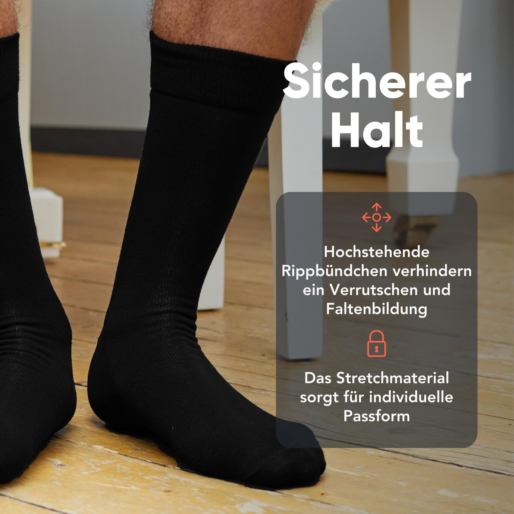 Schwarz Socken (10 Paar) FM® Herrensocken bequem, für den Alltag, Wadenhöhe, atmungsaktiv, elegantes Design, elastischer Saum, einfarbig Socken 4