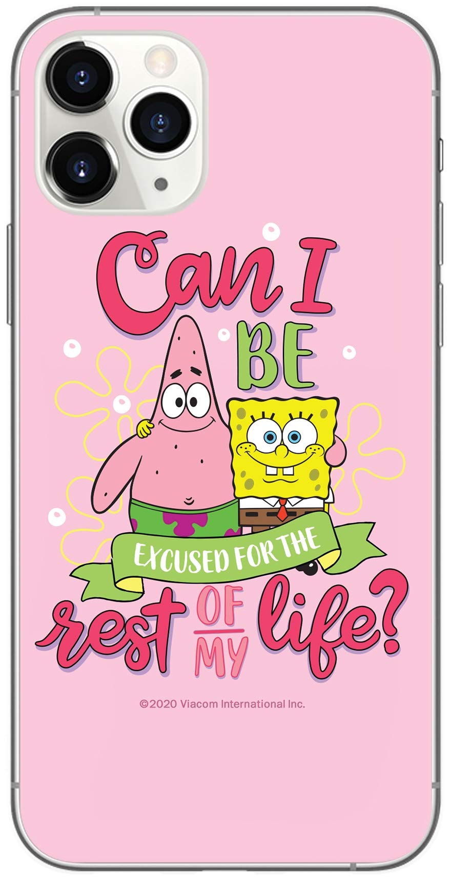 ERT GROUP Original and officially licensed SpongeBob case for iPhone 11 PRO, optimal for the shape of the smartphone, Protective Silicone Case Pink